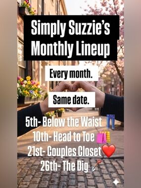 Simply Suzzie's Monthly Lineup